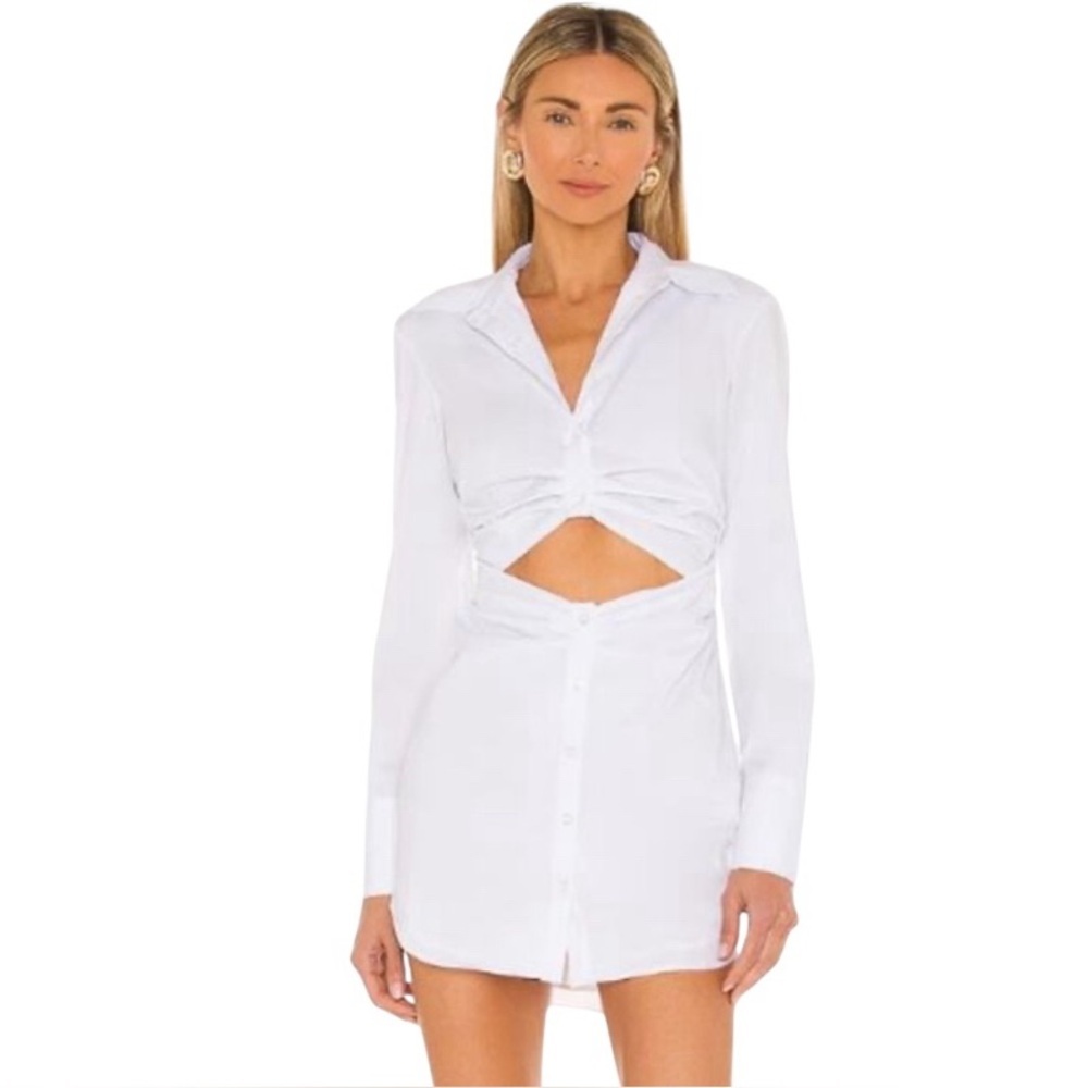L'ACADEMIE - Damani Stylish White Cut-Out Blouse Shirt Dress Sz S